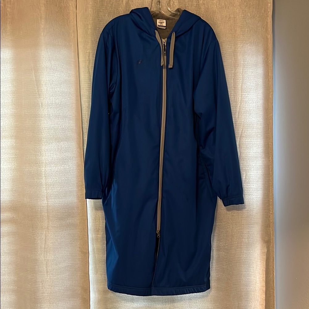 Speedo Blue Swim Parka with Hood and Full-Length Zipper